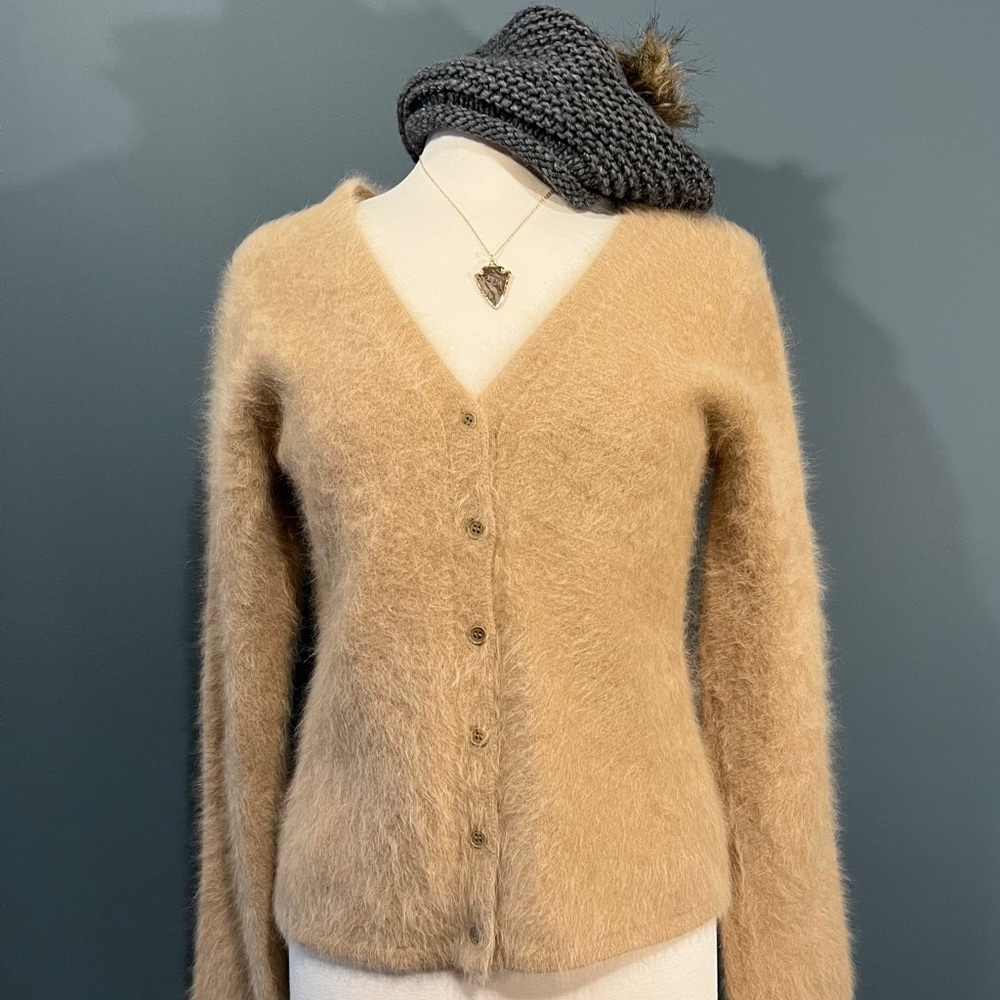 J. Crew Angora Button Sweater / Cardigan - L, Camel